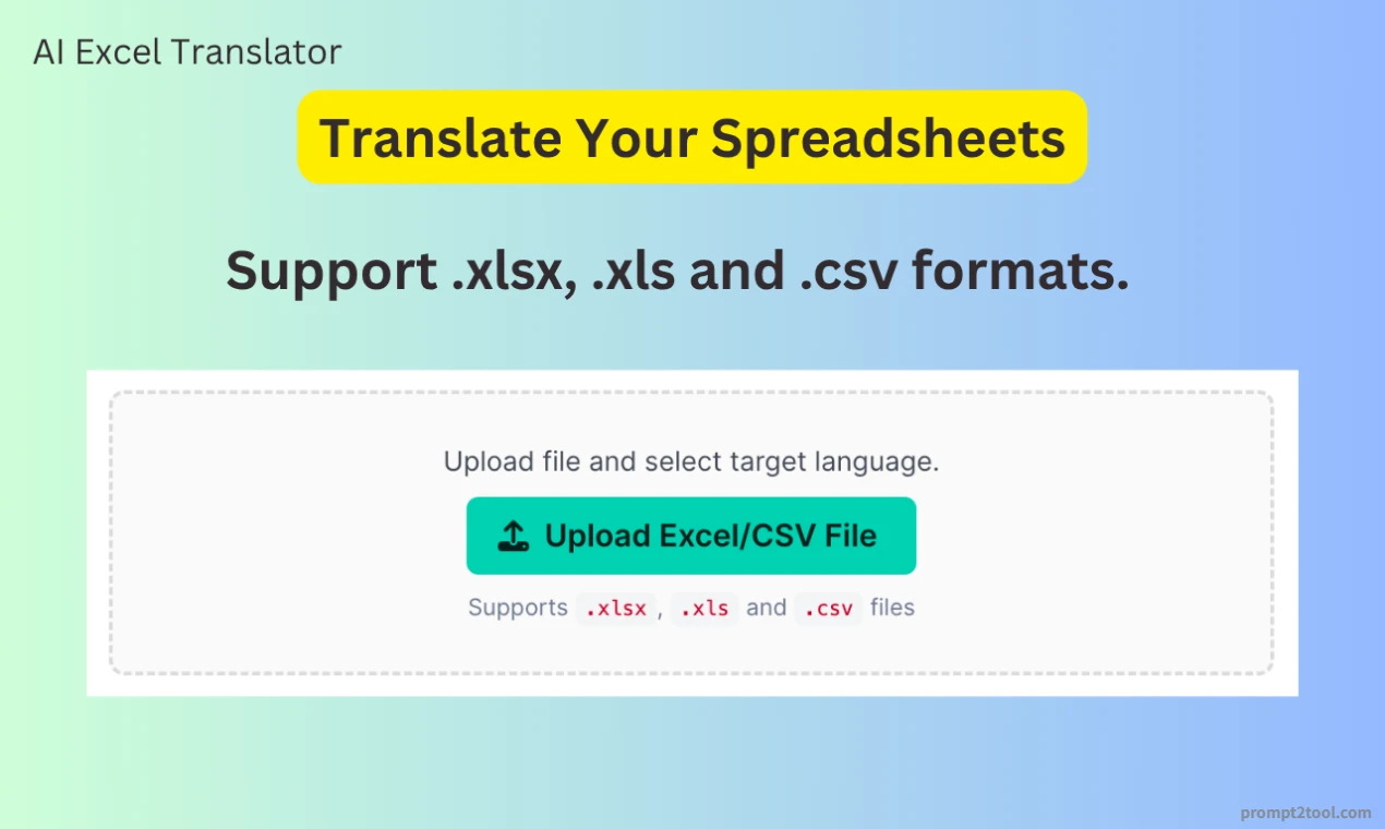 AI Excel Translator - prompt2tool screenshot 1 of 3