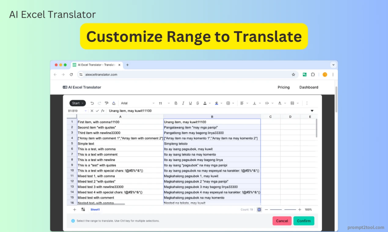 AI Excel Translator - prompt2tool screenshot 3 of 3