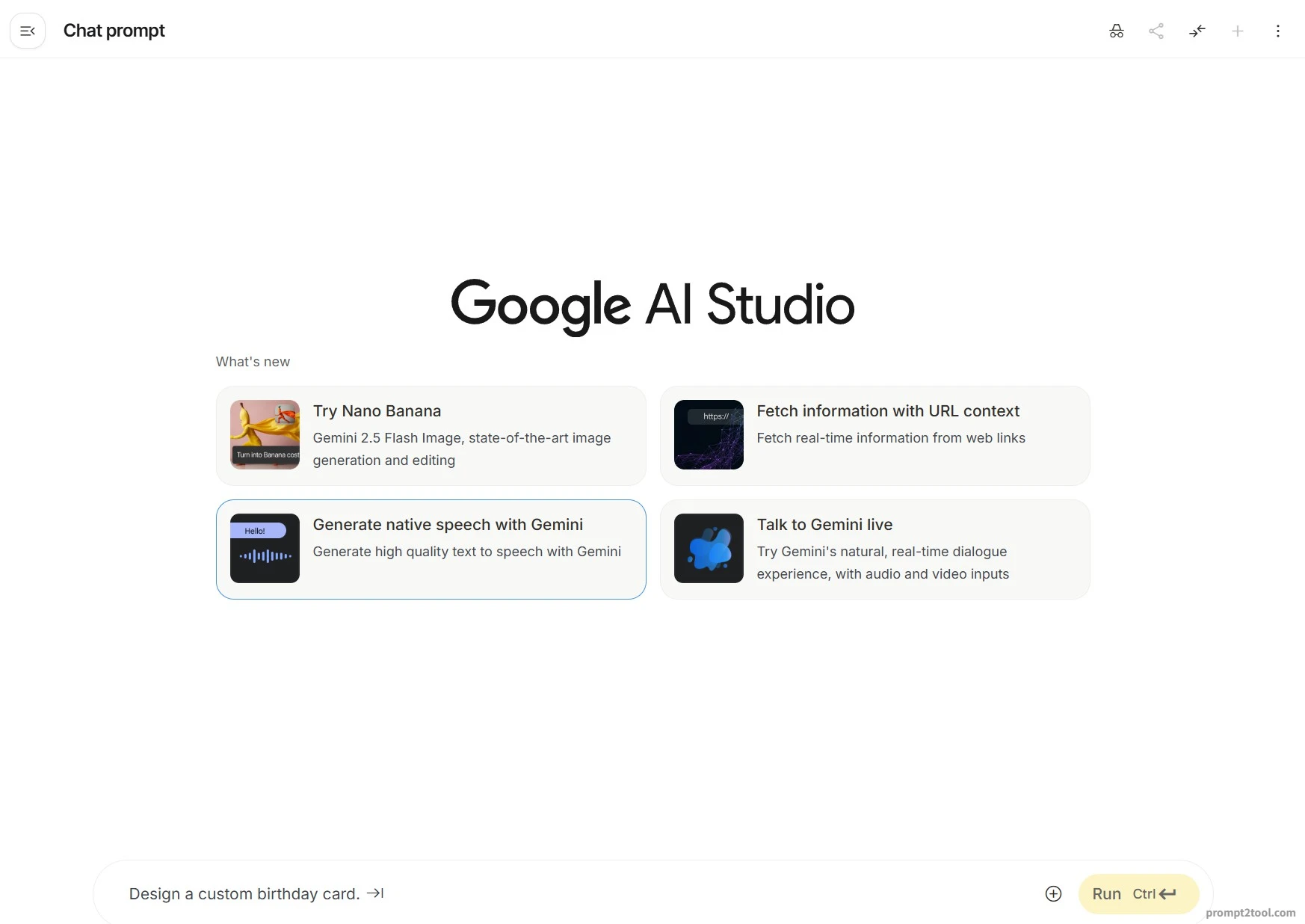 Google AI Studio - prompt2tool screenshot
