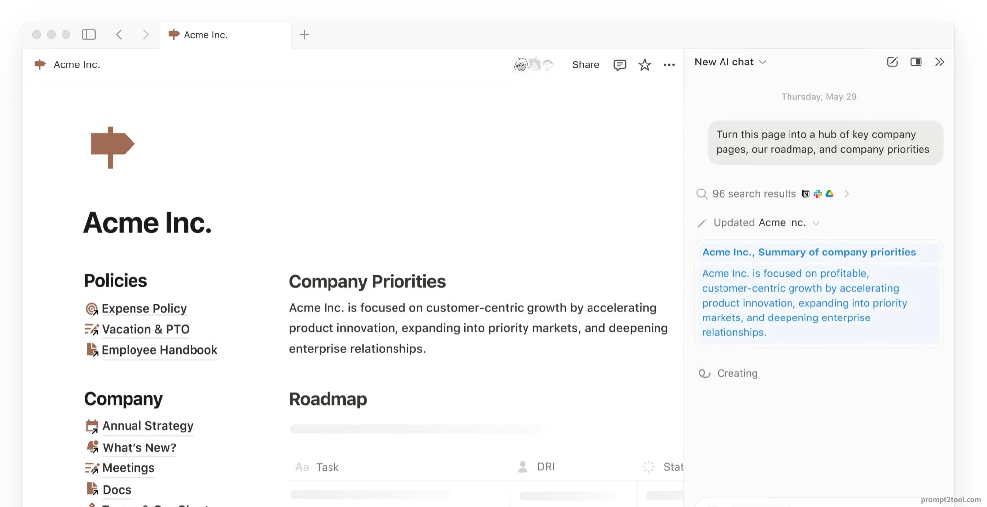 Notion - prompt2tool screenshot 1 of 2